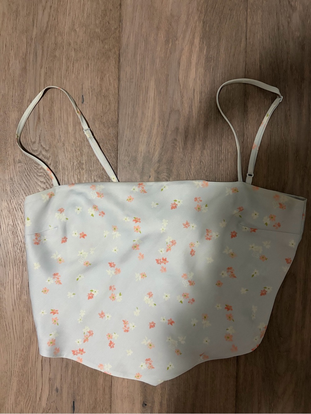 Sunday Best Cream Floral Bandeau Crop Top with Coral Accents